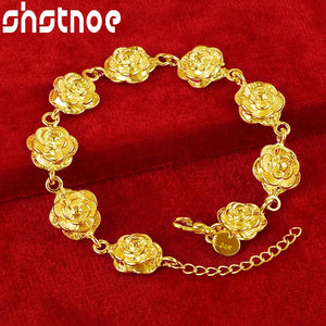 24K Lotus Flower Link Bracelet for Party Wedding Engagement