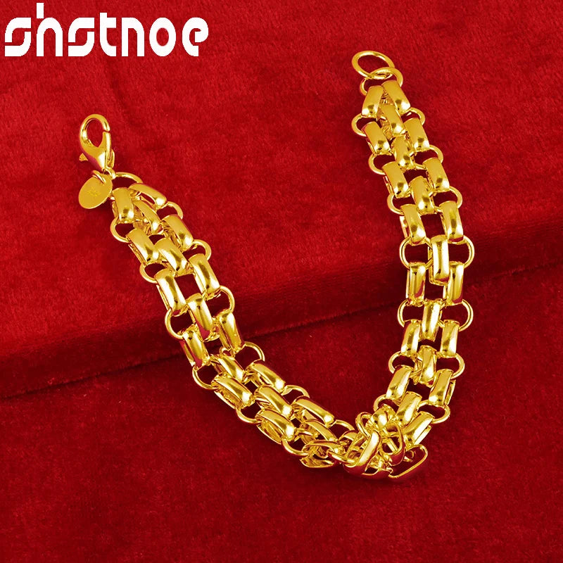 24K Chain Geometry Charm Bracelet For Woman Man Birthday Wedding