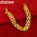 24K Chain Geometry Charm Bracelet For Woman Man Birthday Wedding