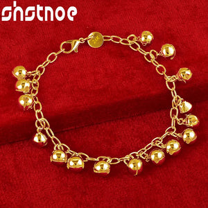 24K Small Bell Pendant Bracelets For Woman Man