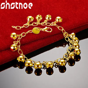 24K Small Bell Pendant Bracelets For Woman Man