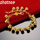 24K Small Bell Pendant Bracelets For Woman Man