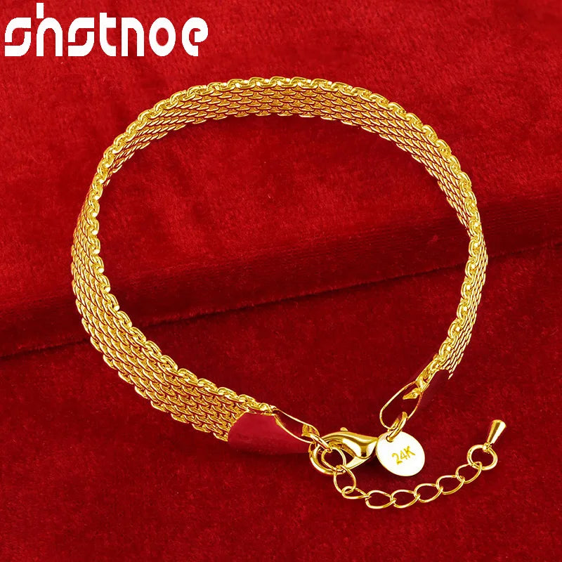 24K Watchband Bracelet Width 10mm Chain Gift