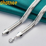 925 Silver 10mm 18 Inch Side Snake Chain Necklace Wedding Jewelry
