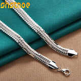 925 Silver 10mm 18 Inch Side Snake Chain Necklace Wedding Jewelry