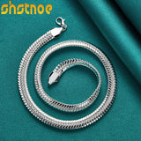 925 Silver 10mm 18 Inch Side Snake Chain Necklace Wedding Jewelry