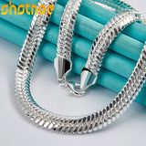 925 Silver 10mm 18 Inch Side Snake Chain Necklace Wedding Jewelry