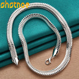 925 Silver 10mm 18 Inch Side Snake Chain Necklace Wedding Jewelry