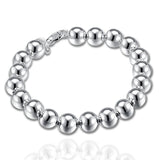 925 Silver 10mm Ball Chain Bracelet Women Men Party Jewelry