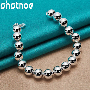 925 Silver 10mm Ball Chain Bracelet Women Men Party Jewelry