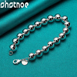 925 Silver 10mm Ball Chain Bracelet Women Men Party Jewelry