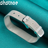 925 Silver Wide Strap Bangle for Women Men Wedding Party
