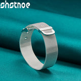 925 Silver Wide Strap Bangle for Women Men Wedding Party