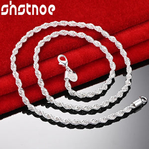 925 Silver Pretty Twist Rope Chain Necklace 16-24 Inch