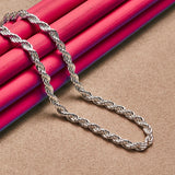 925 Silver Pretty Twist Rope Chain Necklace 16-24 Inch
