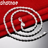 925 Silver Pretty Twist Rope Chain Necklace 16-24 Inch