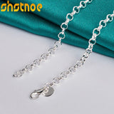 925 Silver 18" Round Bean Chain Necklace for Party Wedding