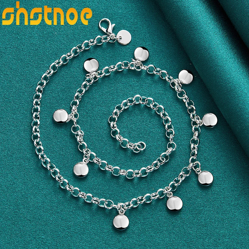 925 Silver 18" Round Bean Chain Necklace for Party Wedding