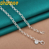 925 Silver 18" Round Bean Chain Necklace for Party Wedding