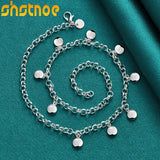 925 Silver 18" Round Bean Chain Necklace for Party Wedding