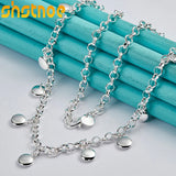 925 Silver 18" Round Bean Chain Necklace for Party Wedding