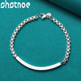 925 Sterling Silver 4mm Box Chain Bracelet Bangle Set for Wedding Party