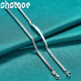 925 Sterling Silver 4mm Box Chain Bracelet Bangle Set for Wedding Party