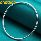 925 Sterling Silver 3mm Circle Bangles Bracelet Wedding Party Jewelry
