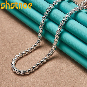 925 Silver 4mm Round Box Chain Necklace 18/20/22/24 Inch