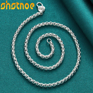 925 Silver 4mm Round Box Chain Necklace 18/20/22/24 Inch