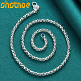 925 Silver 4mm Round Box Chain Necklace 18/20/22/24 Inch