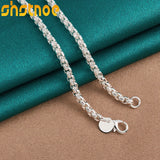 925 Silver 4mm Round Box Chain Necklace 18/20/22/24 Inch