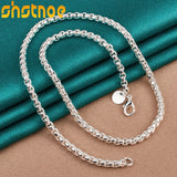 925 Silver 4mm Round Box Chain Necklace 18/20/22/24 Inch