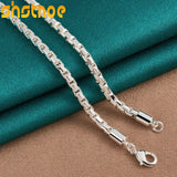 925 Silver 4mm Box Chain Necklace 18 Inch Choker Jewelry