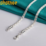 925 Silver 4mm Box Chain Necklace 18 Inch Choker Jewelry