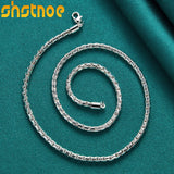 925 Silver 4mm Box Chain Necklace 18 Inch Choker Jewelry