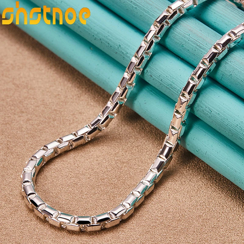 925 Silver 4mm Box Chain Necklace 18 Inch Choker Jewelry