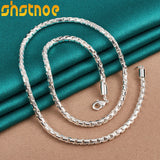 925 Silver 4mm Box Chain Necklace 18 Inch Choker Jewelry