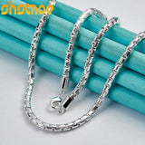 925 Silver 4mm Box Chain Necklace 18 Inch Choker Jewelry