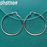 925 Silver 55mm Round Hoop Earrings Wedding Gift Jewelry