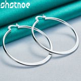 925 Silver 55mm Round Hoop Earrings Wedding Gift Jewelry