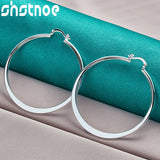 925 Silver 55mm Round Hoop Earrings Wedding Gift Jewelry