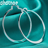 925 Silver 55mm Round Hoop Earrings Wedding Gift Jewelry
