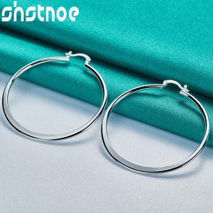 925 Silver 55mm Round Hoop Earrings Wedding Gift Jewelry