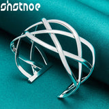 925 Silver Adjustable Woven Bangle Women Wedding Party Jewelry