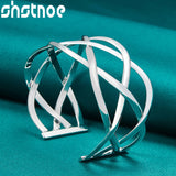 925 Silver Adjustable Woven Bangle Women Wedding Party Jewelry