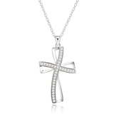 925 Silver Zircon Cross Pendant Necklace Wedding Charm Jewelry