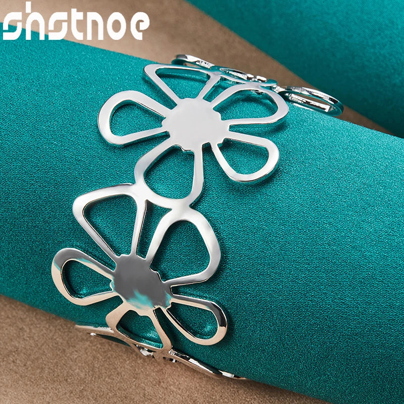 925 Silver Adjustable Full Flowers Bangle for Women