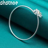925 Silver Daisy Bangle Bracelet Wedding Charm Jewelry