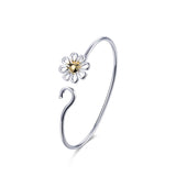 925 Silver Daisy Bangle Bracelet Wedding Charm Jewelry